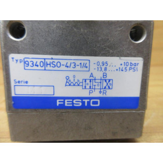 Festo 9340-HSO-43-14 Manual Valve 9340HSO4314 - Used