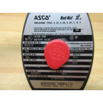 Asco EF8210G93 Red Hat Solenoid Valve Assembly - Used