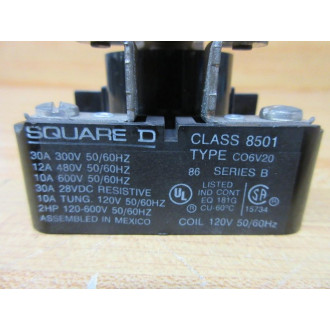 Square D 8505-CO6V20 Power Relay 8505CO6V20 - Used