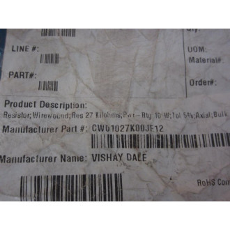 Dale CW-10 Resistor CW10 27KΩ 13W (Pack of 4) - New No Box