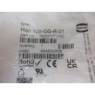 Harting HAN 10B-GG-R-21 Housing HAN10BGGR21
