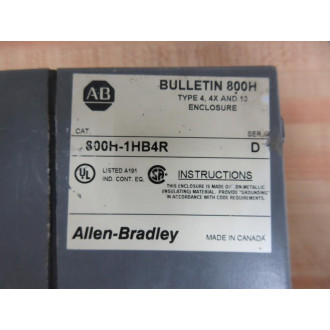 Allen Bradley 800H-1HB4R Enclosure 800H1HB4R Enclosure Only - Used