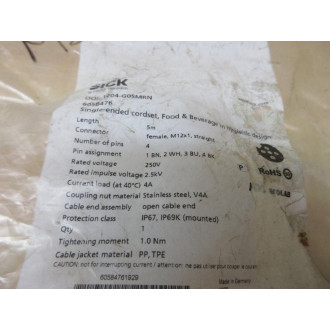 Sick DOL-1204-G05MRN Single Ended Cordset DOL1204G05MRN