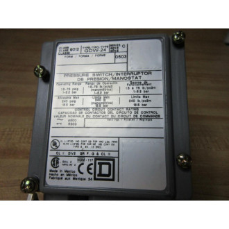 Square D 9012 GDW-24 Pressure Switch 9012GDW24 - New No Box