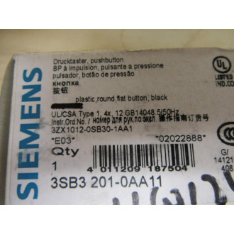 Siemens 3SB3 201-0AA11 Black 3SB32010AA11 wBase