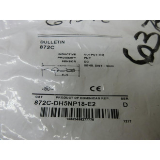 Allen Bradley 872C-DH5NP18-E2 Inductive Proximity Sensor 872CDH5NP18E2 Series D