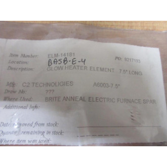 Watlow 6-38-85-2 C2 Technologies Glow Heater Element ELM-14181 - New No Box