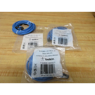 Belkin A3L980-10-BLU-S Patch Cable A3L98010BLUS (Pack of 3)