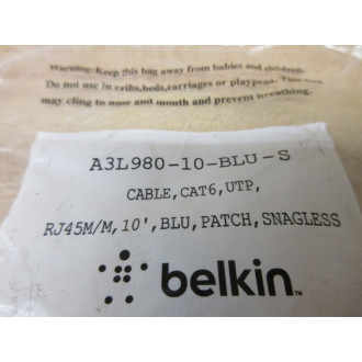 Belkin A3L980-10-BLU-S Patch Cable A3L98010BLUS (Pack of 3)