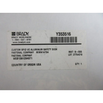 Brady Y353516 Warning Sign Loud Noise Area - New No Box