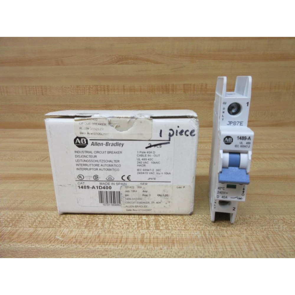 Allen Bradley 1489-A1D400 Circuit Breaker 1489A1D400 Series A
