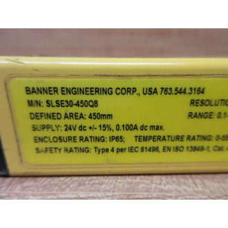 Banner SLSE30-450Q8 EZ-Screen Safety Light Curtain SLSE30450Q8 - New No Box
