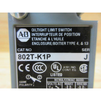 Allen Bradley 802T-K1P Limit Switch 802TK1P Series J