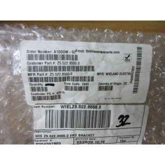 Wieland Electric Z5.522.8555.0 End Bracket 97082S35 (Pack of 32)