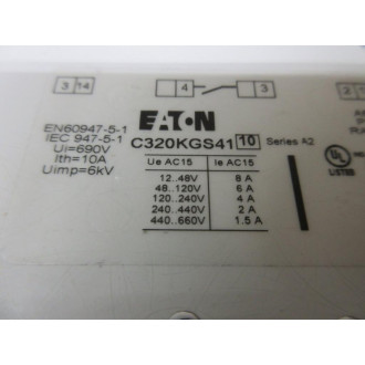 Eaton C320KGS41 Cutler-Hammer Base Aux.Contact Block - New No Box