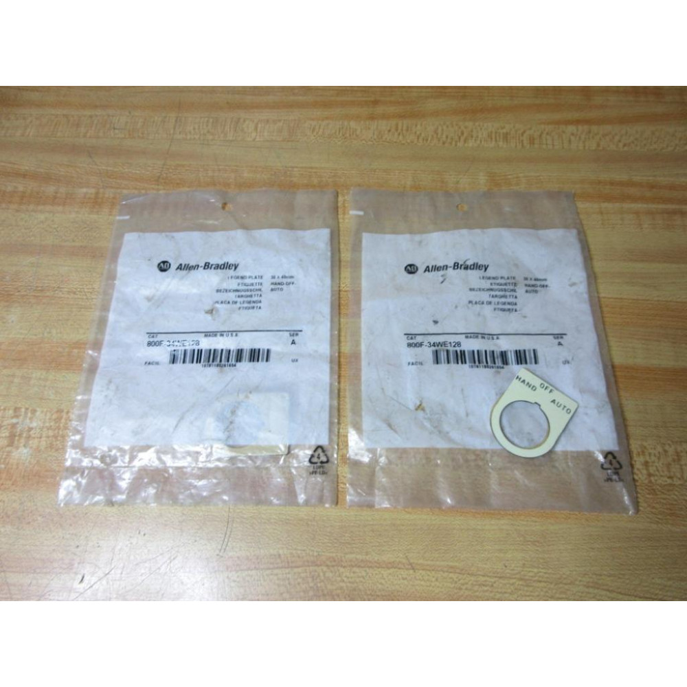 Allen Bradley 800F-34WE128 Legend Plate 800F34WE128 (Pack of 2)