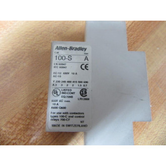 Allen Bradley 100-SA10 Contact Block 100SA10 Ser A - Used