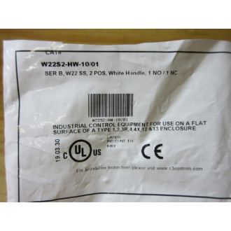 C3 Controls W22S2-HW-1001 Selector Switch W22S2HW1001