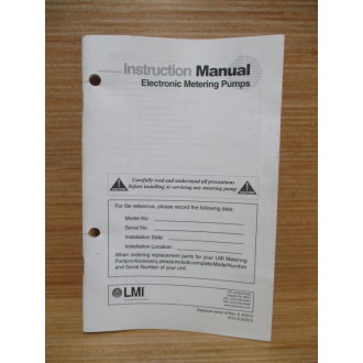 LMI 1615.S Electronic Metering Pumps Manual - New No Box