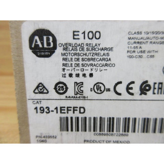 Allen Bradley 193-1EFFD Overload Relay 1931EFFD