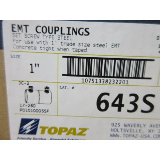 Topaz 643S EMT Coupling (Pack of 20)