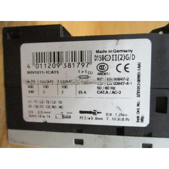 Siemens 3RV1011-1CA15 Circuit Breaker 1.8-2.5 AMP W 3RV1901-1E - Used