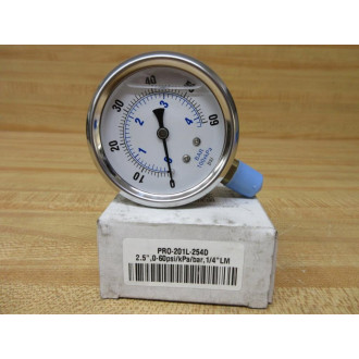 PIC Gauges PRO-201L-254D Fluid Filled Pressure Gauge PRO201L254D