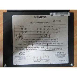 Siemens Pyrotronics AD-11XPR Fire Safety Air Duct Housing 500-096062 - Used
