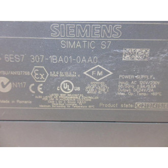 Siemens 6ES7 307-1BA01-0AA0 Simatic S7 Power Supply 6ES73071BA010AA0 - New No Box