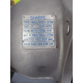 Sharpe 49116 Ball Valve 3" - New No Box