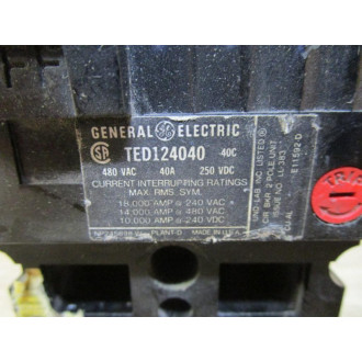 General Electric TED124040 Circuit Breaker - Used
