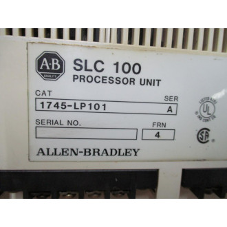 Allen Bradley 1745-LP101 SLC 100 Processor Unit 1745P101 Ser.A,FRN.4, Chipped - Used