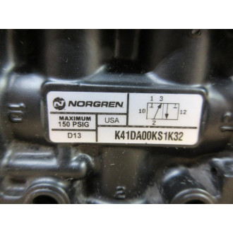 Norgren K41DA00-KS1-K32 Air Control Valve K41DA00KS1K32 W88J Solenoid Coil - New No Box