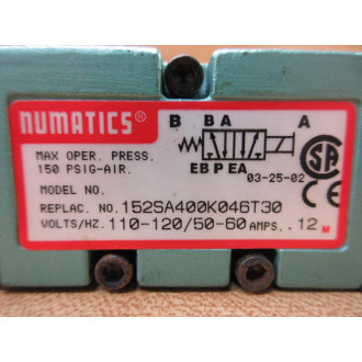 Numatics 152SA400K046T30 Solenoid Valve W228-895B - Used