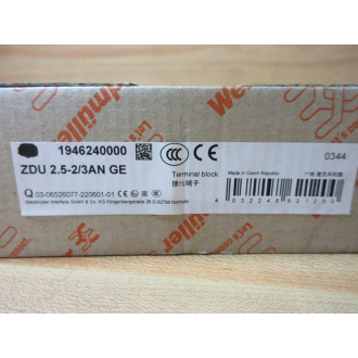Weidmuller ZDU 2.5-23AN GE Terminal Block 1946240000 (Pack of 91)