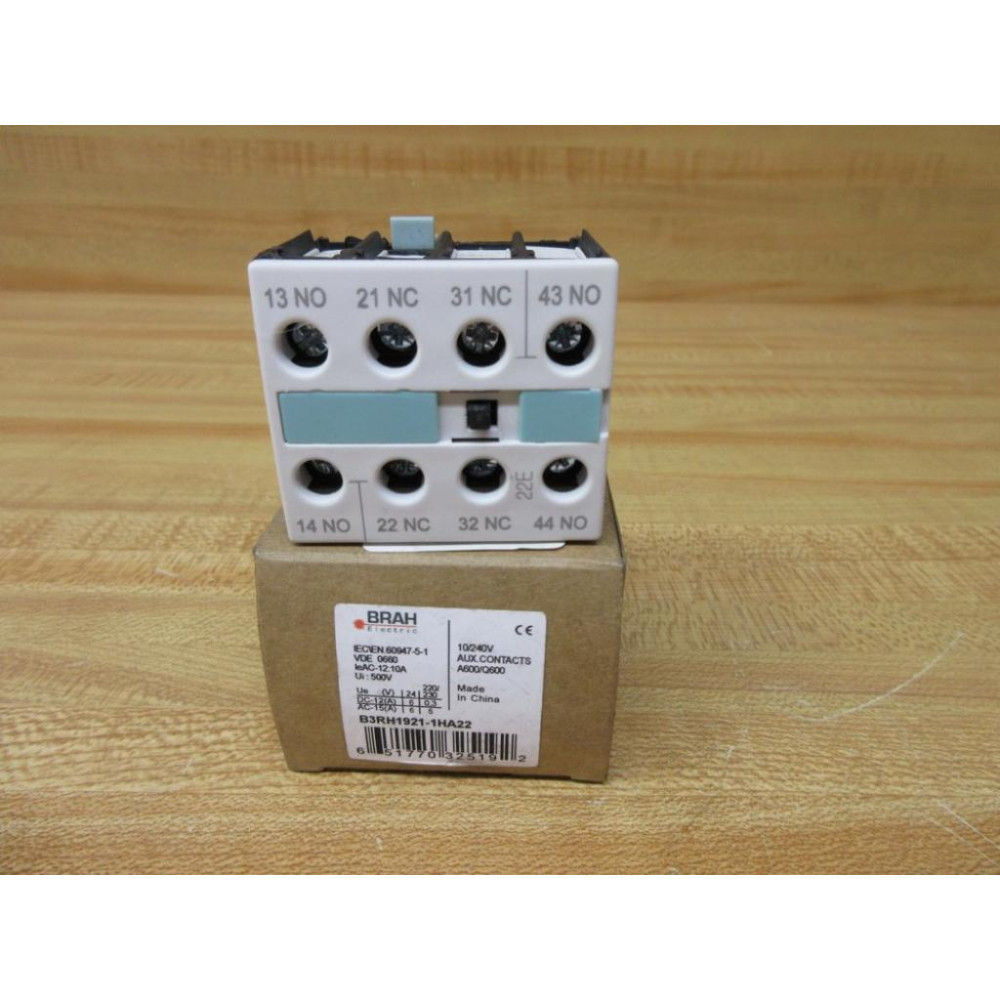 Brah Electric B3RH1921-1HA22 Auxiliary Contact Block B3RH19211HA22