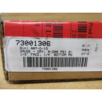 Wika 52907150 Liquid Filled Pressure Gauge 212.53 2.5" Dry-No Fluid