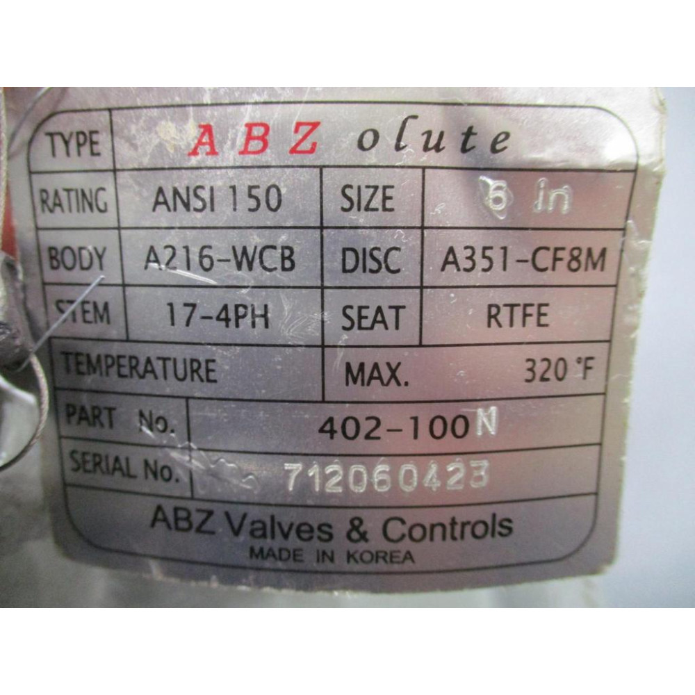 Abz Box ABZ Valves 402-100N Butterfly Valve 6