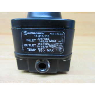 Norgren 11-818-110 Pressure Regulator 11818110 4 Ports WPlugs - New No Box