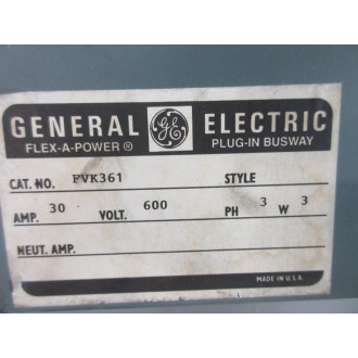 General Electric FVK-361 GE Fusible Bus Plug FVK361 600 V - Used