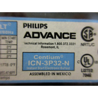 Philips Advance ICN-3P32-N Ballast ICN3P32N - Used