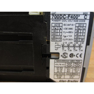 Allen Bradley 700DC-F400 4P Contactor 700DCF400 - Used