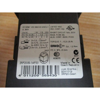 Siemens 3RP2005-1AP30 Simirel Timing Relay 3RP20051AP30 - Used