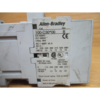 Allen Bradley 100-C30D00 Contactor 100C30D00 Series B - Used