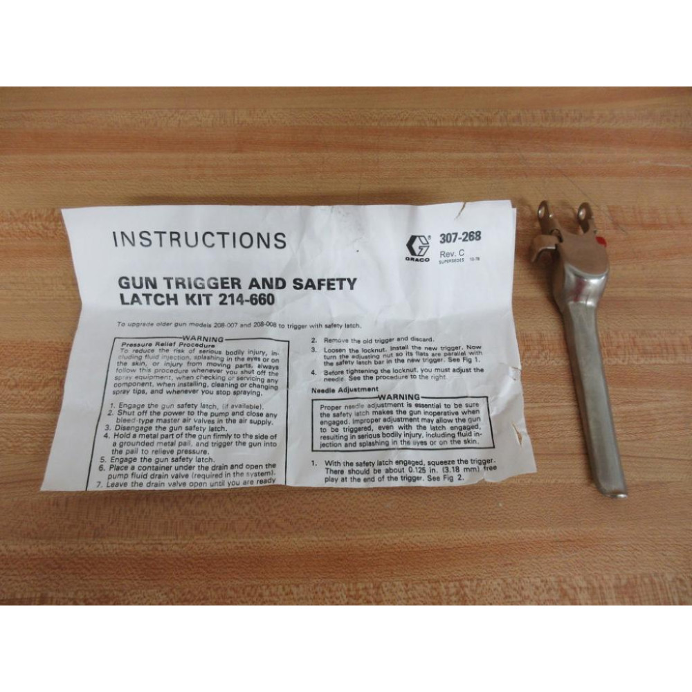 Graco 214-660 Gun Trigger and Safety Latch Kit 214660 - New No Box