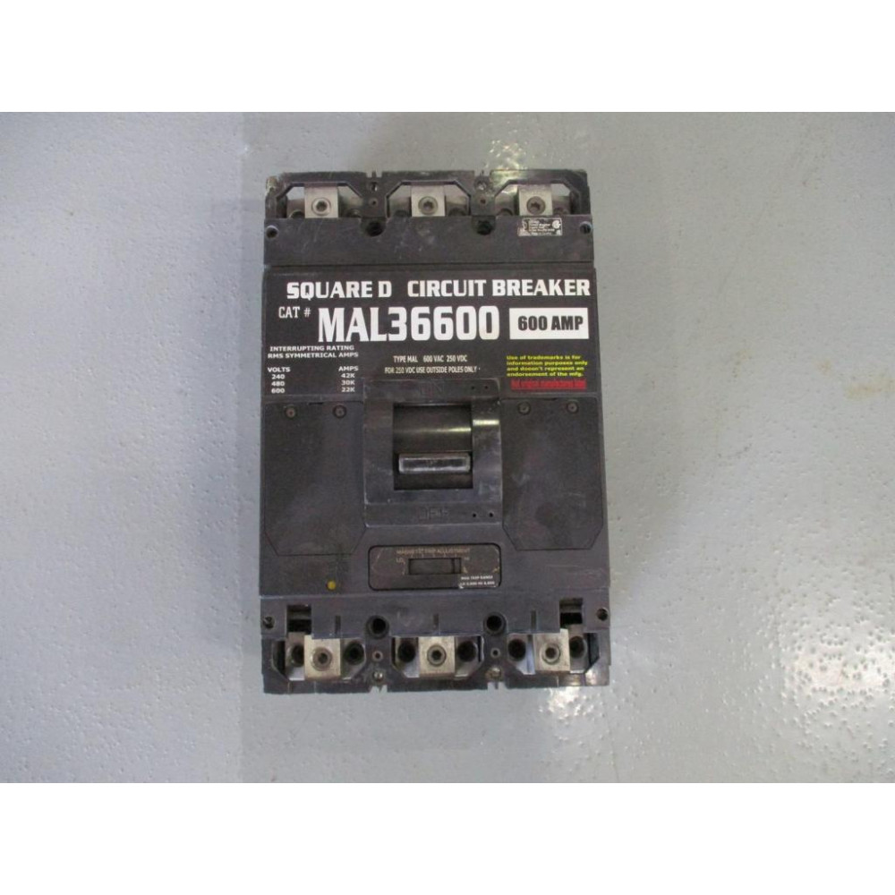 Square D MAL36600 Circuit Breaker 600 AMP - Used