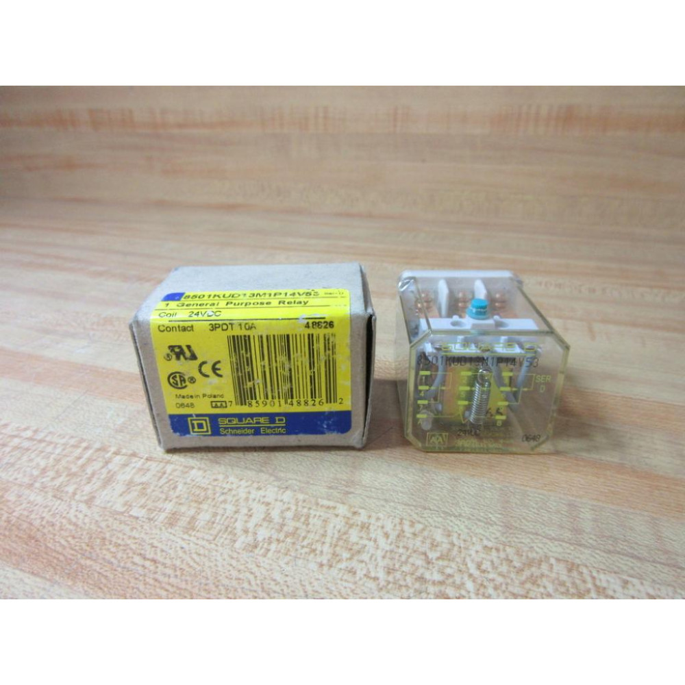 Square D 8501-KUD13M1P14V53-24V DC Relay 8501-KUD13M1P14V53 Series D