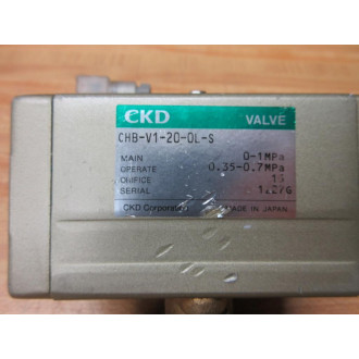 CKD CHB-V1-20-0L-S-DC24V Control Valve CHB-V1-20-0L-S - Used