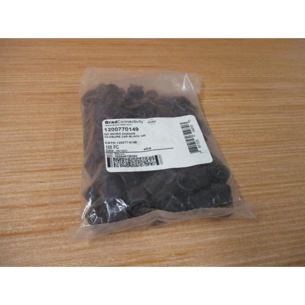 Brad Connectivity 120077-0149 Molex Closure Cap 1200770149 (Pack of 100)