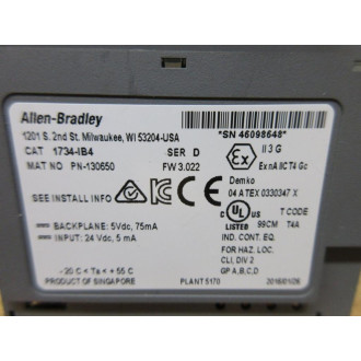 Allen Bradley 1734-IB4 Input Module 1734IB4 Series D - Used
